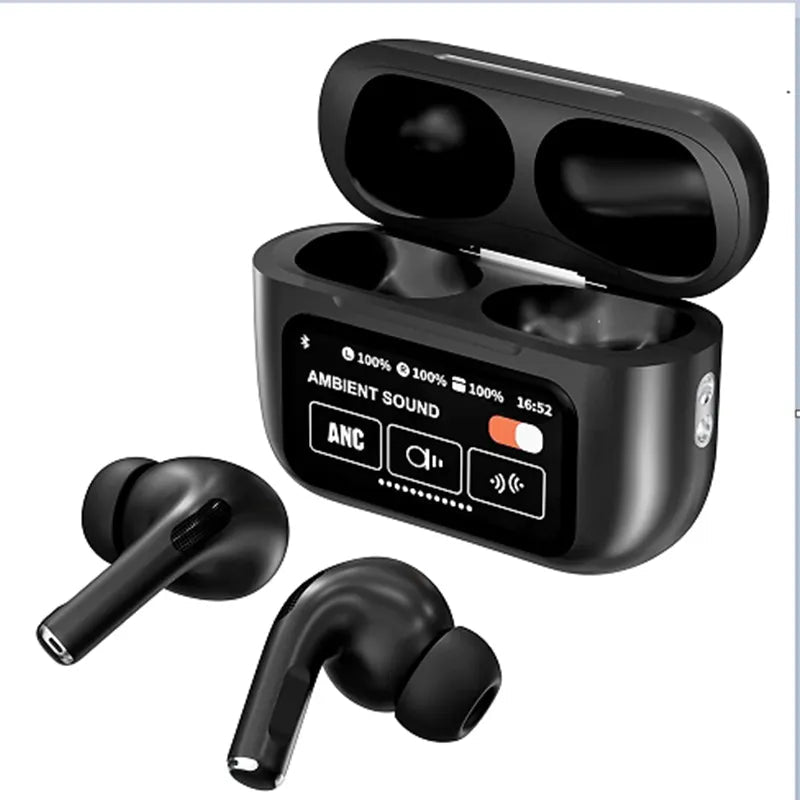 AirPods Touch L.C.D A9 Black Bluetooth Earbuds Heavy Sound
