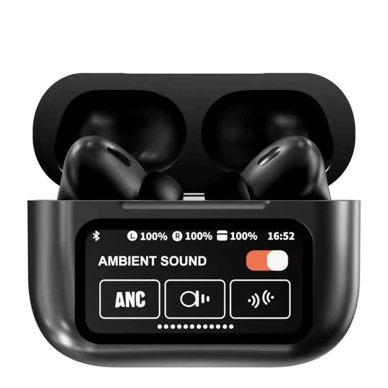 AirPods Touch L.C.D A9 Black Bluetooth Earbuds Heavy Sound