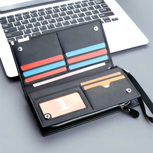 Baellerry Long Wallet For Men And Women - Fashion Accessory Designed For Cash Storage And Daily Carry Routine - Black