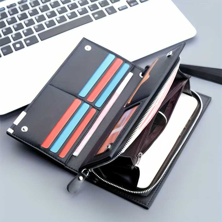 Baellerry Long Wallet For Men And Women - Fashion Accessory Designed For Cash Storage And Daily Carry Routine - Black